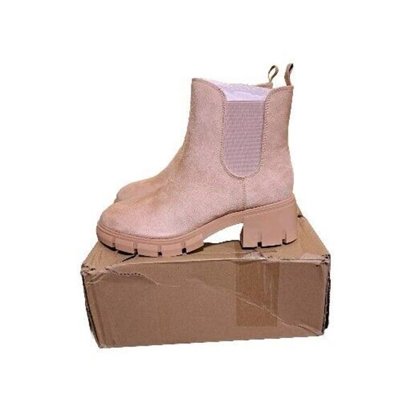 ZBY Juliet Holy Women's Tan Brushed Lug Sole Platform Ankle Combat Boots 7 - Picture 2 of 5